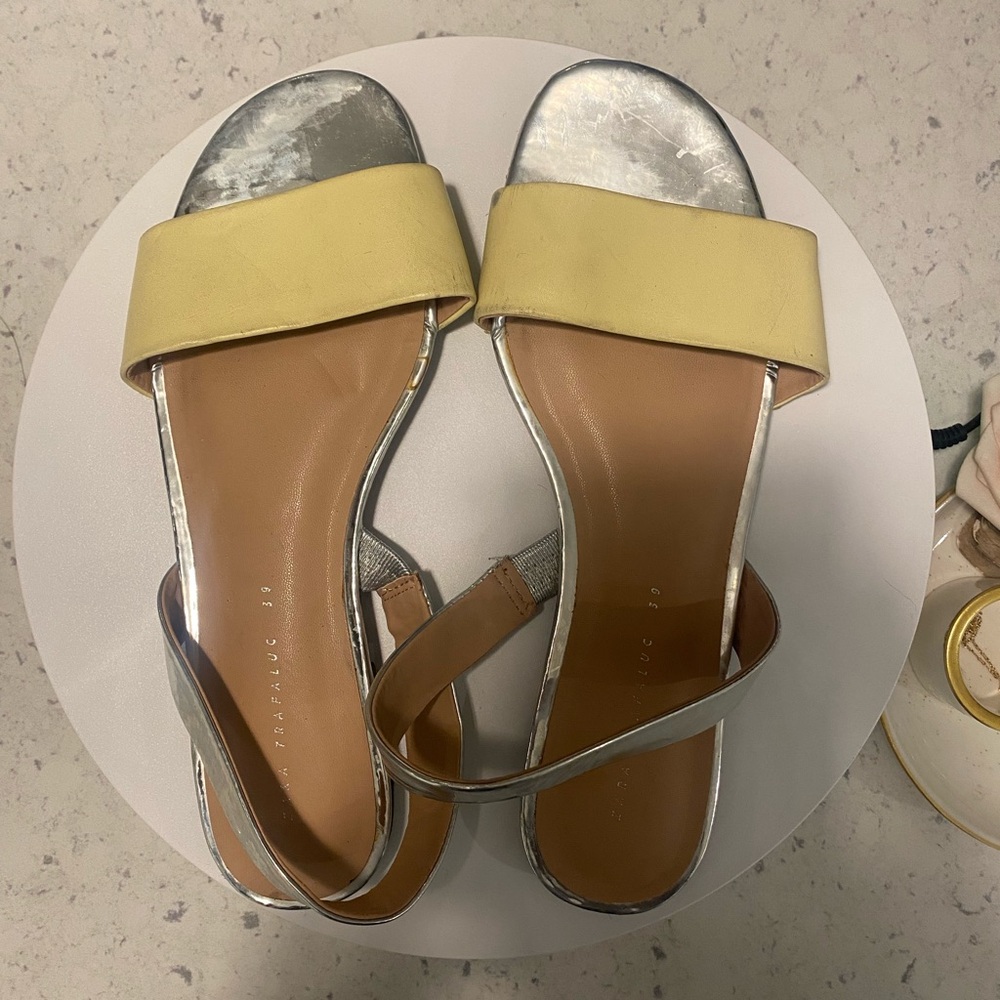 Zara Yellow and Silver Sandals